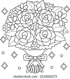 Wedding Flower Bouquet Coloring Page For Kids