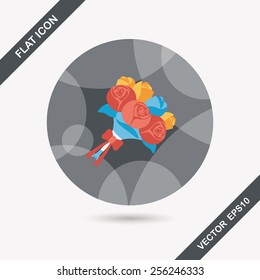 wedding flower bouquet flat icon with long shadow,eps10
