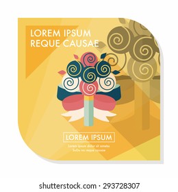 wedding flower bouquet flat icon with long shadow,eps10