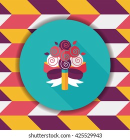 wedding flower bouquet flat icon with long shadow,eps10