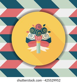 wedding flower bouquet flat icon with long shadow,eps10