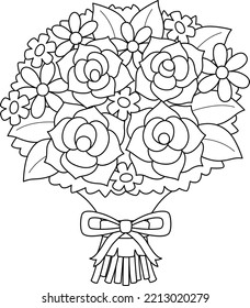 Wedding Flower Bouquet Isolated Coloring Page 