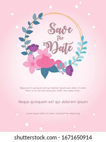 Wedding flower design. Flower floral label, ornament card vector illustration