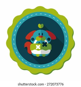 wedding flower dog flat icon with long shadow,eps10