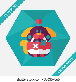 wedding flower dog flat icon with long shadow,eps10