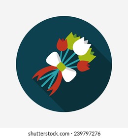 wedding flower flat icon with long shadow,eps10