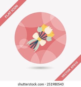 wedding flower flat icon with long shadow,eps10