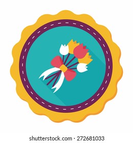 wedding flower flat icon with long shadow,eps10