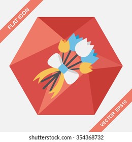 wedding flower flat icon with long shadow,eps10