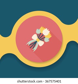wedding flower flat icon with long shadow,eps10