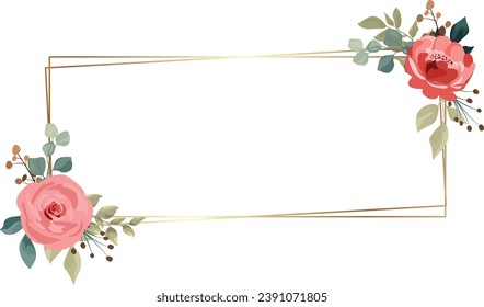 wedding flower frame with flower bouquet, wedding invitation decoration or greeting card