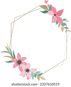 wedding flower frame with pretty pink flower decoration