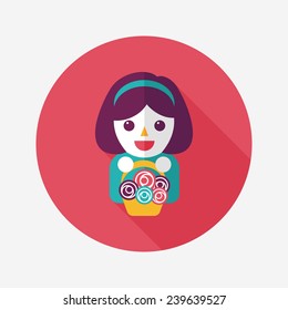 wedding flower girl flat icon with long shadow,eps10