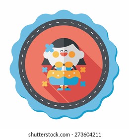 wedding flower girl flat icon with long shadow,eps10