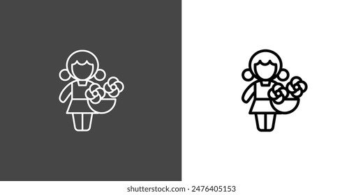 Wedding flower girl Outline Icon Vector Illustration