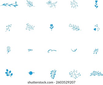 wedding flower icon set vector