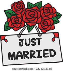  Wedding Flower Just Married Cartoon Clipart