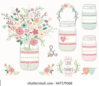 Wedding Flower Mason Jar