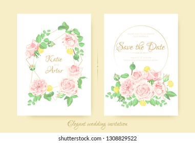 Wedding Flower, Vintage Rose for Invite Design. Floral Bouquet or Wreath in Watercolor Style. Elegant Classic Flower Border with Leaf for Wedding Card. Decorative Botanical Frame, Flower Illustration.
