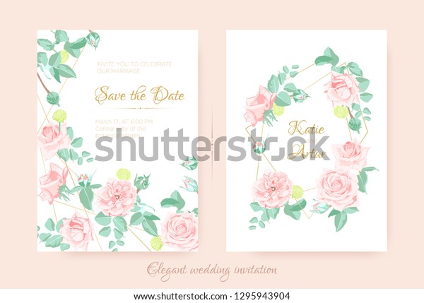 Download Wedding Flower Vintage Rose Invite Design Stock Vector Royalty Free 1295943904