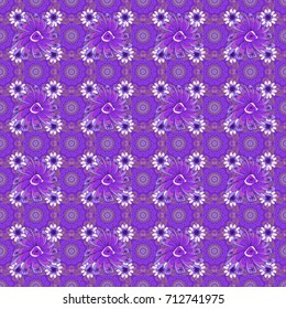 Wedding flowers design in neutral, violet and purple colors. Floral pattern with abstract flowers. Vector seamless texture with stylized flowers. Vintage elegance ornament.