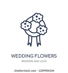 wedding flowers icon. wedding flowers linear symbol design from Wedding and love collection. Simple outline element vector illustration on white background.