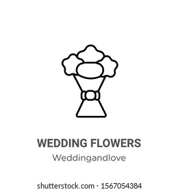 Wedding flowers outline vector icon. Thin line black wedding flowers icon, flat vector simple element illustration from editable weddingandlove concept isolated on white background