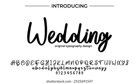 Boda Fuente Elegante pincel pintado en mayúsculas letras del Vector, alfabeto, tipografía