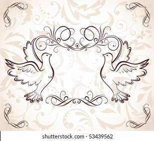 Wedding frame with doves