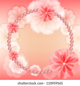 Wedding frame with flowers and beads