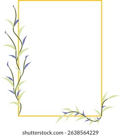 Wedding frame with leaf ornaments, greeting card decoration, beautiful wedding flower frame