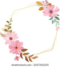 wedding frame with pink flower bouquet