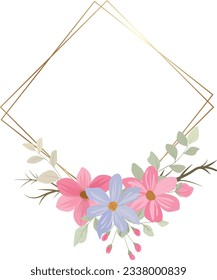 Wedding frame with romantic flowers to decorate invitation cards or greeting cards