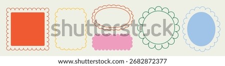 Wedding frame set with lace and curly lines. Hand drawn vector borders in oval, round, and rectangle shapes. Elegant vintage decorations with wavy and whimsical edges. Perfect for invitations, cards