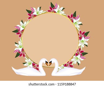 Wedding frame swans