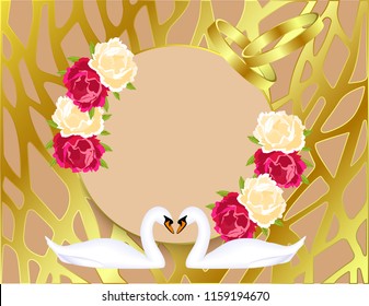 Wedding frame swans