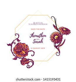 Wedding Frame Template with Floral Design