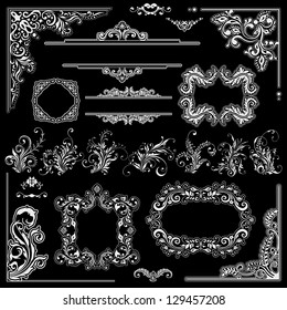 Wedding frames decoration design. Floral ornaments, corners and vintage flowers