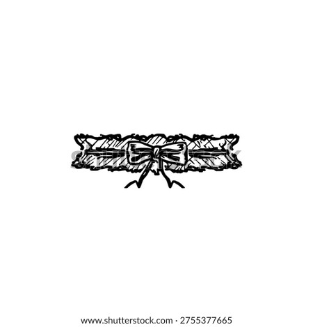 Wedding garter icon logo design. Hand drawn bridal garter sign and symbol. Lace wedding garter icon. Marriage accessory.