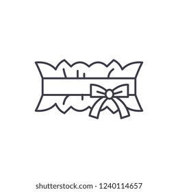 Wedding garter line icon concept. Wedding garter vector linear illustration, symbol, sign