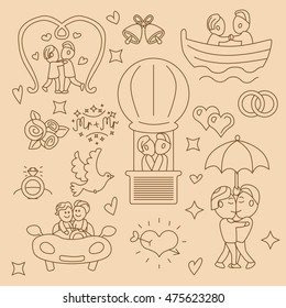 Wedding gay vector set with icons and elements