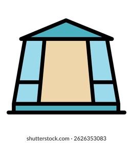 Ícono de la glorieta de la Boda. Esquema de boda gazebo Vector icono de color plano aislado