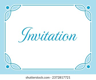 Wedding or gender reveal party blue - boy - invitation card vector border frame design. For invitation, logo, sign, business card, postcard. Beautiful blank retro horizontal frame background with text