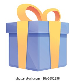 Wedding gift box icon. Cartoon of wedding gift box vector icon for web design isolated on white background