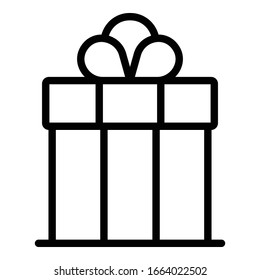 Wedding gift box icon. Outline wedding gift box vector icon for web design isolated on white background