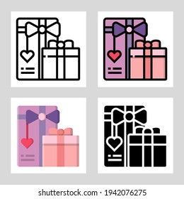 wedding gift box icon vector design in filled, thin line, outline and flat style.