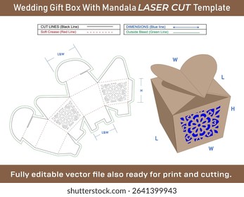 Wedding Gift Box With Mandala Pattern Dieline Template