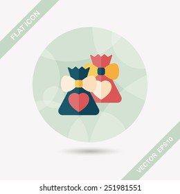 wedding gift flat icon with long shadow,eps10