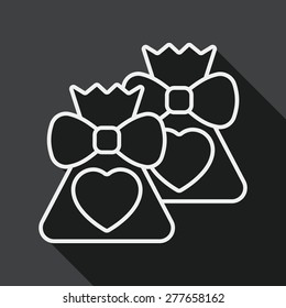 wedding gift flat icon with long shadow, line icon
