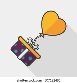wedding gift flat icon with long shadow,eps10